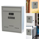 Maxbell Large Wall Mount Mailbox W/Code Lock Postbox Rainproof Iron Large Capacity Grey