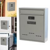 Maxbell Large Wall Mount Mailbox W/Code Lock Postbox Rainproof Iron Large Capacity Grey