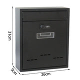 Maxbell Large Wall Mount Mailbox W/Code Lock Postbox Rainproof Iron Large Capacity Black