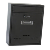 Maxbell Large Wall Mount Mailbox W/Code Lock Postbox Rainproof Iron Large Capacity Black