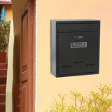Maxbell Large Wall Mount Mailbox W/Code Lock Postbox Rainproof Iron Large Capacity Black