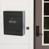 Maxbell Large Wall Mount Mailbox W/Code Lock Postbox Rainproof Iron Large Capacity Black