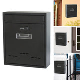 Maxbell Large Wall Mount Mailbox W/Code Lock Postbox Rainproof Iron Large Capacity Black