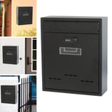 Maxbell Large Wall Mount Mailbox W/Code Lock Postbox Rainproof Iron Large Capacity Black