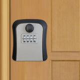 Outdoor Key Storage Lock Box 4 Digit Wall Mounted for Garden Indoor Home Gray