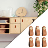 Maxbell 6x Kitchen Furniture Handle Leather for Kitchen Toolbox Wardrobe brown