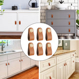 Maxbell 6x Kitchen Furniture Handle Leather for Kitchen Toolbox Wardrobe brown