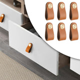 Maxbell 6x Kitchen Furniture Handle Leather for Kitchen Toolbox Wardrobe brown