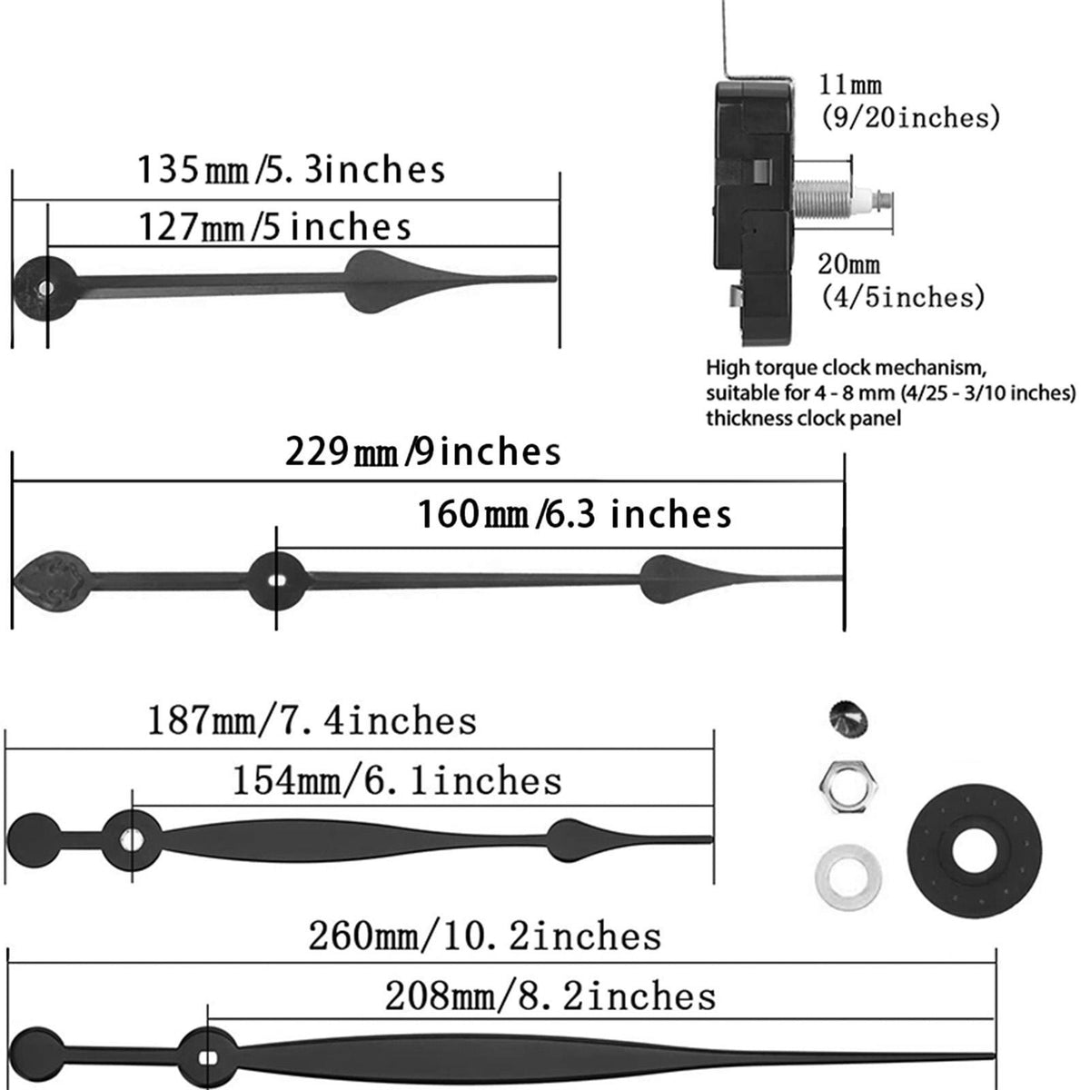Hanging Clock Movement Mechanism Kits Replace Making DIY Parts Long Shaft