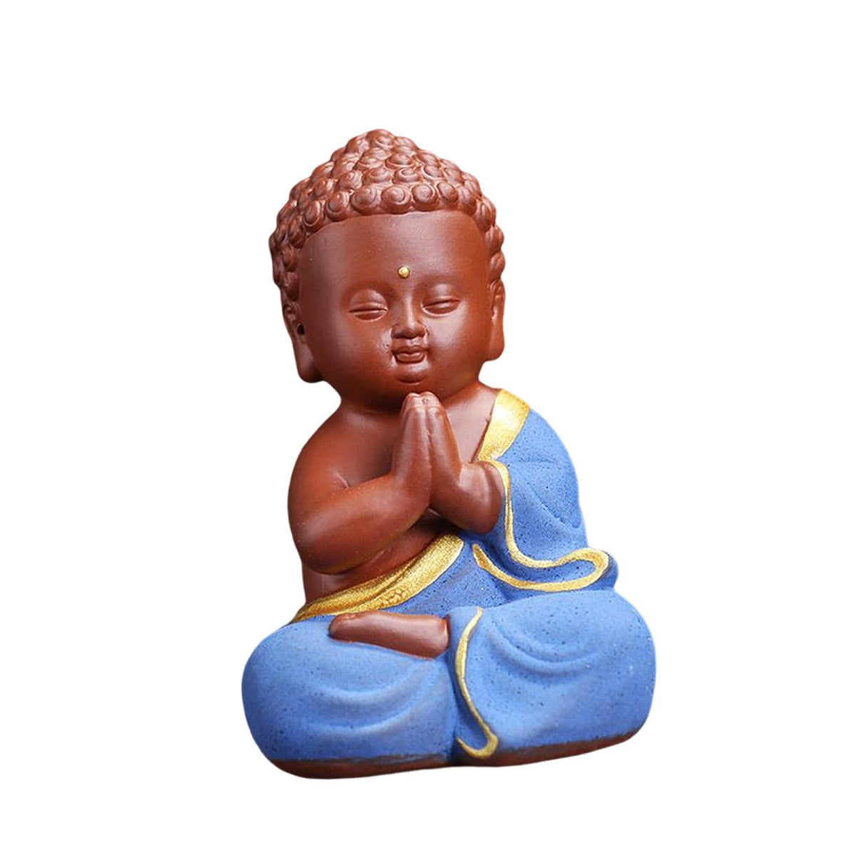 Maxbell Maxbell Cute Sitting Buddha Statue Ornament Zen for Tea Room Desktop Collectible Blue