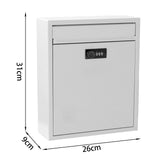 Maxbell Retro Style Wall Mount Mailbox with Lock Iron Postbox Drop Box Letterbox White