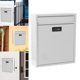 Maxbell Retro Style Wall Mount Mailbox with Lock Iron Postbox Drop Box Letterbox White