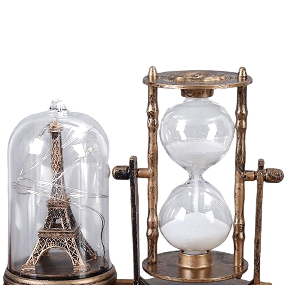 Iron Tower Hourglass Rotating Sand Timer Creative with Light Ornament Gift