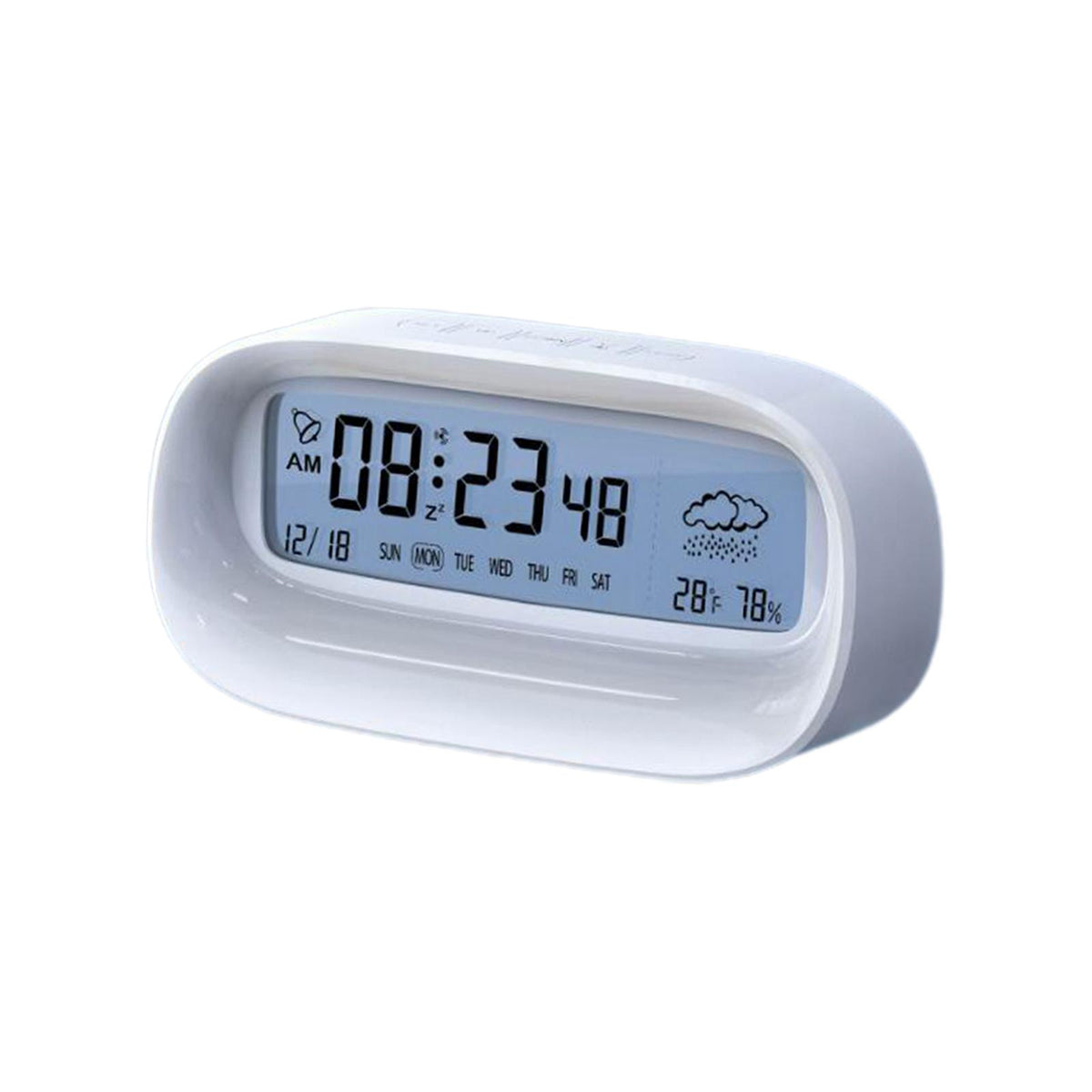 Digital Travel Alarm Clock with Temperature and Humidity for Hotel Bedroom White