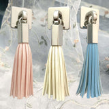 PU Leather Tassel Drawer Pulls Zinc Alloy for Cupboard Desk Cabinet Pink