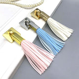 PU Leather Tassel Drawer Pulls Zinc Alloy for Cupboard Desk Cabinet Pink
