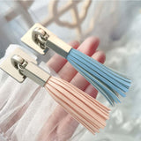 PU Leather Tassel Drawer Pulls Zinc Alloy for Cupboard Desk Cabinet Pink
