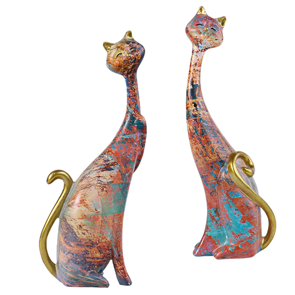 Maxbell Maxbell Couple Cat Figurine Animal Statue Sculpture Crafts for Home Bedroom Decor