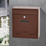 Maxbell Wall Mount Mailbox Lockable Drop Box Rainproof Mail Box for door Gate Brown