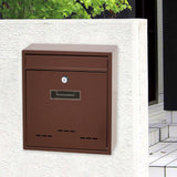 Maxbell Wall Mount Mailbox Lockable Drop Box Rainproof Mail Box for door Gate Brown