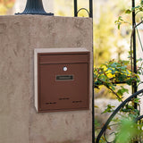 Maxbell Wall Mount Mailbox Lockable Drop Box Rainproof Mail Box for door Gate Brown