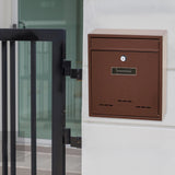 Maxbell Wall Mount Mailbox Lockable Drop Box Rainproof Mail Box for door Gate Brown