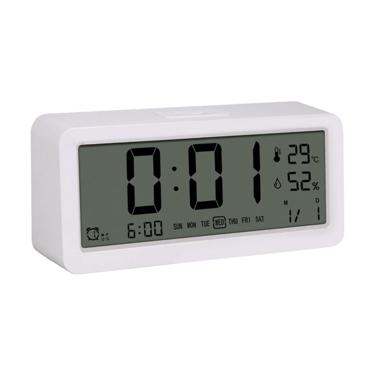 Digital Alarm Clock Temperature Humidity Display for Kids Tabletop Bedroom White