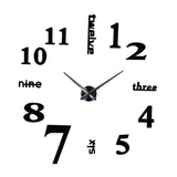Wall Clock DIY Digital Clock Sticker Acrylic Decal for Home Decor Office small black