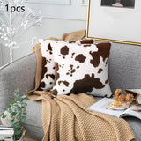 Maxbell Cow Pattern Printed 18x18 Inches Pillowcase Cushion Cover Durable Brown