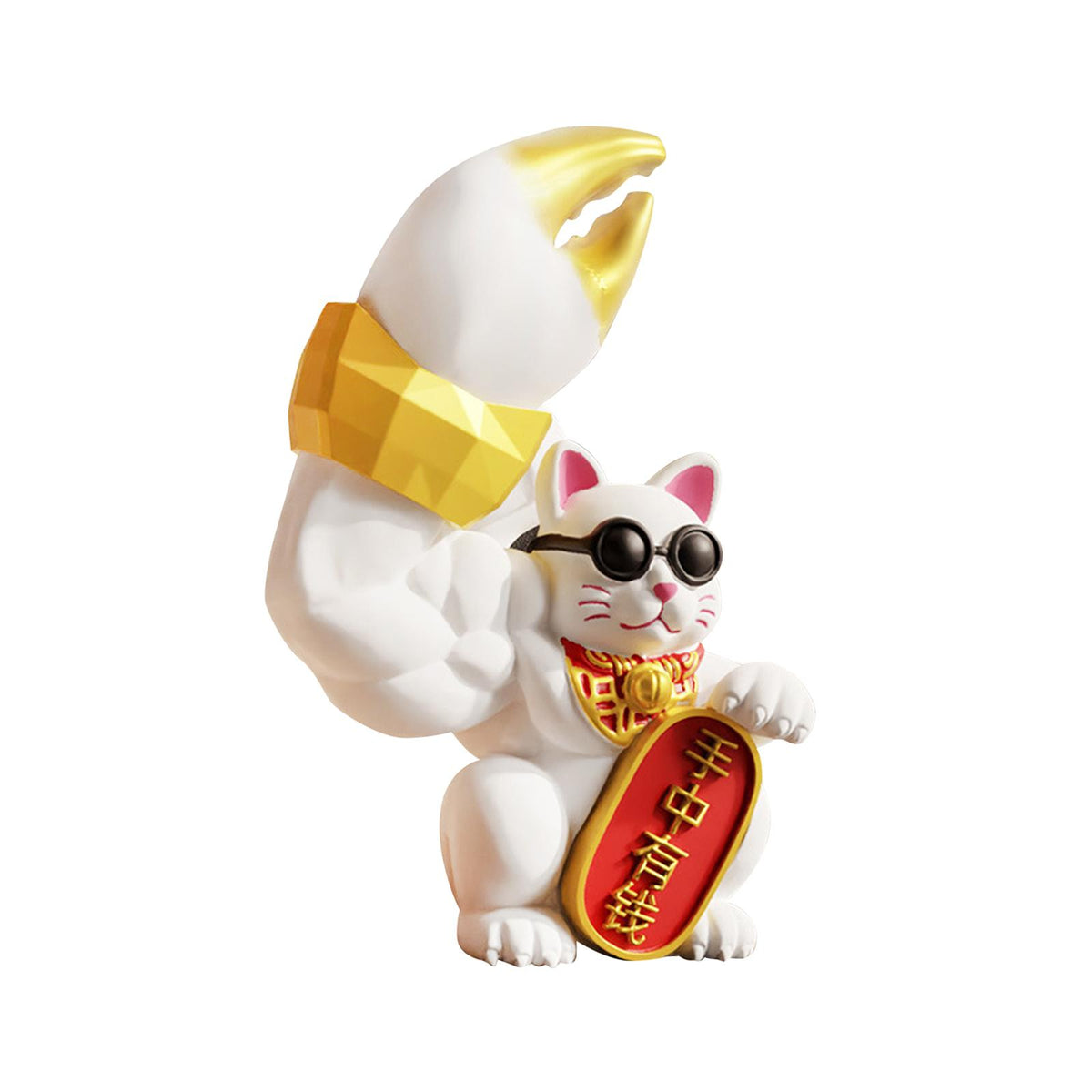 Maxbell Maxbell Lucky Cat Statue Feng Shui Sculpture for Living Room Tabletop Decoration white