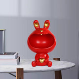 Maxbell Maxbell Rabbit Desk Storage Bowl Statue Figurine Desk Sundries Container Key Box Red