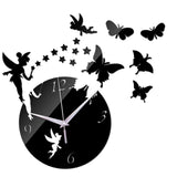 Modern Wall Clock Removable Decorative Acrylic for Living Room Home Decor Black