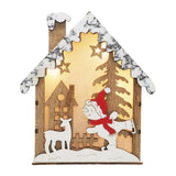 Maxbell Maxbell Christmas Tree Hanging Decoration Wooden Small House Lighted up Hollow Design Snowman