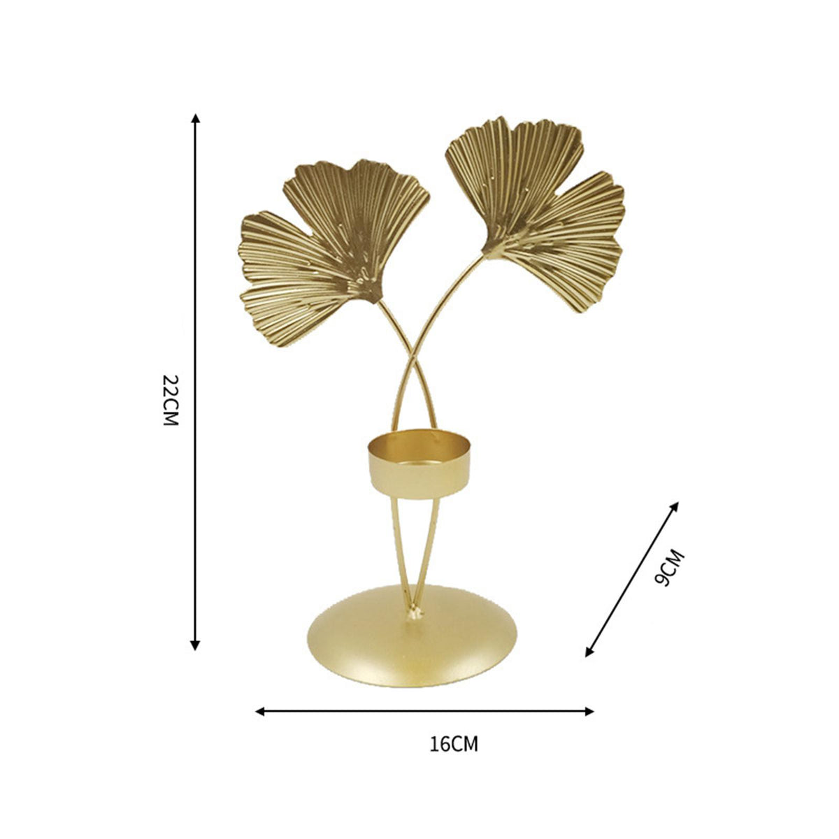 Maxbell Maxbell Golden Leaf Candle Holder Ornament Stick Holder Tea Light Crafts Dinner StyleD