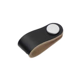 PU Leather Cabinet Knobs Pull Handle Farmhouse Door Dresser Gate Kitchen 6.5cmx2.5cmx2.3cm Black Single Hole