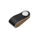 PU Leather Cabinet Knobs Pull Handle Farmhouse Door Dresser Gate Kitchen 6.5cmx2.5cmx2.3cm Black Single Hole