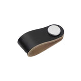 PU Leather Cabinet Knobs Pull Handle Farmhouse Door Dresser Gate Kitchen 6.5cmx2.5cmx2.3cm Black Single Hole