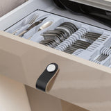 PU Leather Cabinet Knobs Pull Handle Farmhouse Door Dresser Gate Kitchen 6.5cmx2.5cmx2.3cm Black Single Hole