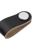 PU Leather Cabinet Knobs Pull Handle Farmhouse Door Dresser Gate Kitchen 6.5cmx2.5cmx2.3cm Black Single Hole