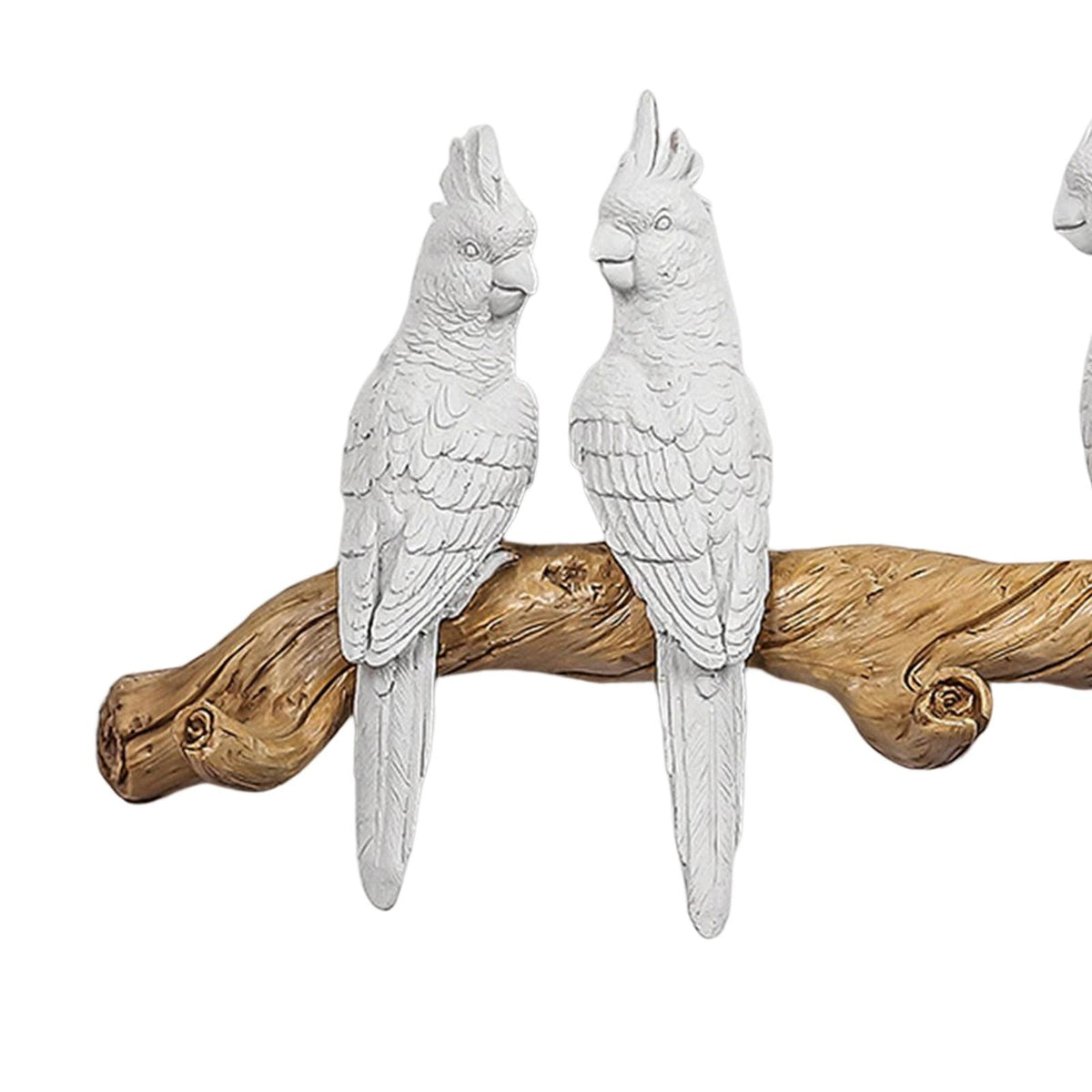 Maxbell Maxbell Parrot Statue Wall Decor Resin Bird Figurine Wall Sculpture for Office 3 White39x5.5x22.5cm