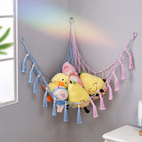 Plush Toy Net Ornaments Organizer Display Home Corner Stuffed Animal Hammock Blue