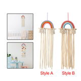 Macrame Hair Bow Holder for Girls Woven Hair Clips Organizer Wall Door Decors Style A
