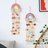 Macrame Hair Bow Holder for Girls Woven Hair Clips Organizer Wall Door Decors Style B