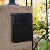 Maxbell Wall Mount Mailbox Galvanized Iron Postbox Vintage Style Lockable Letter Box Black