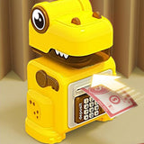 Dinosaur Piggy Bank Fingerprint Money Banking Toys for Boys Age 6~8 Children Yellow