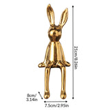 Maxbell 2xRabbit Statues Animal Figures Hallway Easter Bedroom Office Bunny Sculptures gold