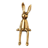 Maxbell 2xRabbit Statues Animal Figures Hallway Easter Bedroom Office Bunny Sculptures gold