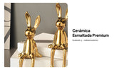 Maxbell 2xRabbit Statues Animal Figures Hallway Easter Bedroom Office Bunny Sculptures gold