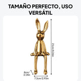 Maxbell 2xRabbit Statues Animal Figures Hallway Easter Bedroom Office Bunny Sculptures gold