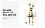Maxbell 2xRabbit Statues Animal Figures Hallway Easter Bedroom Office Bunny Sculptures gold
